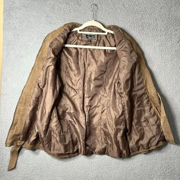 Marcelle Renee Leather‎ Suede Jacket Womens M Brown Long Sleeve Full Zip READ - Picture 4 of 16